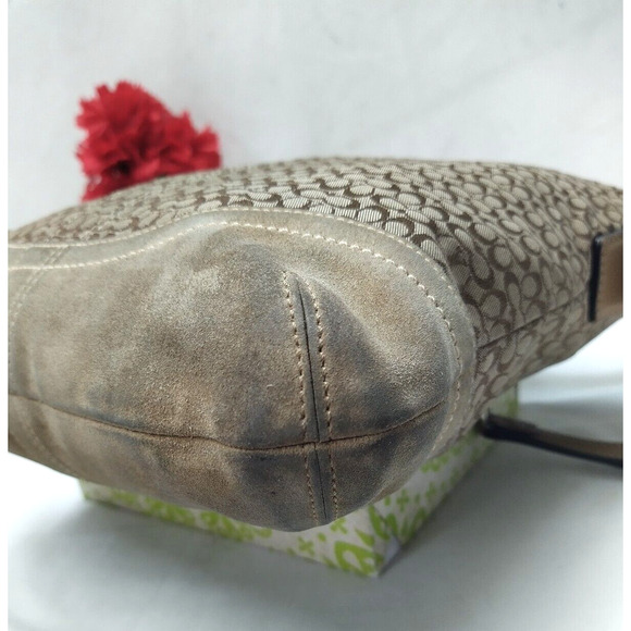 Coach Signature Brown Canvas Suede Zipper Closure Crossbody Shoulder Bag - Picture 7 of 14